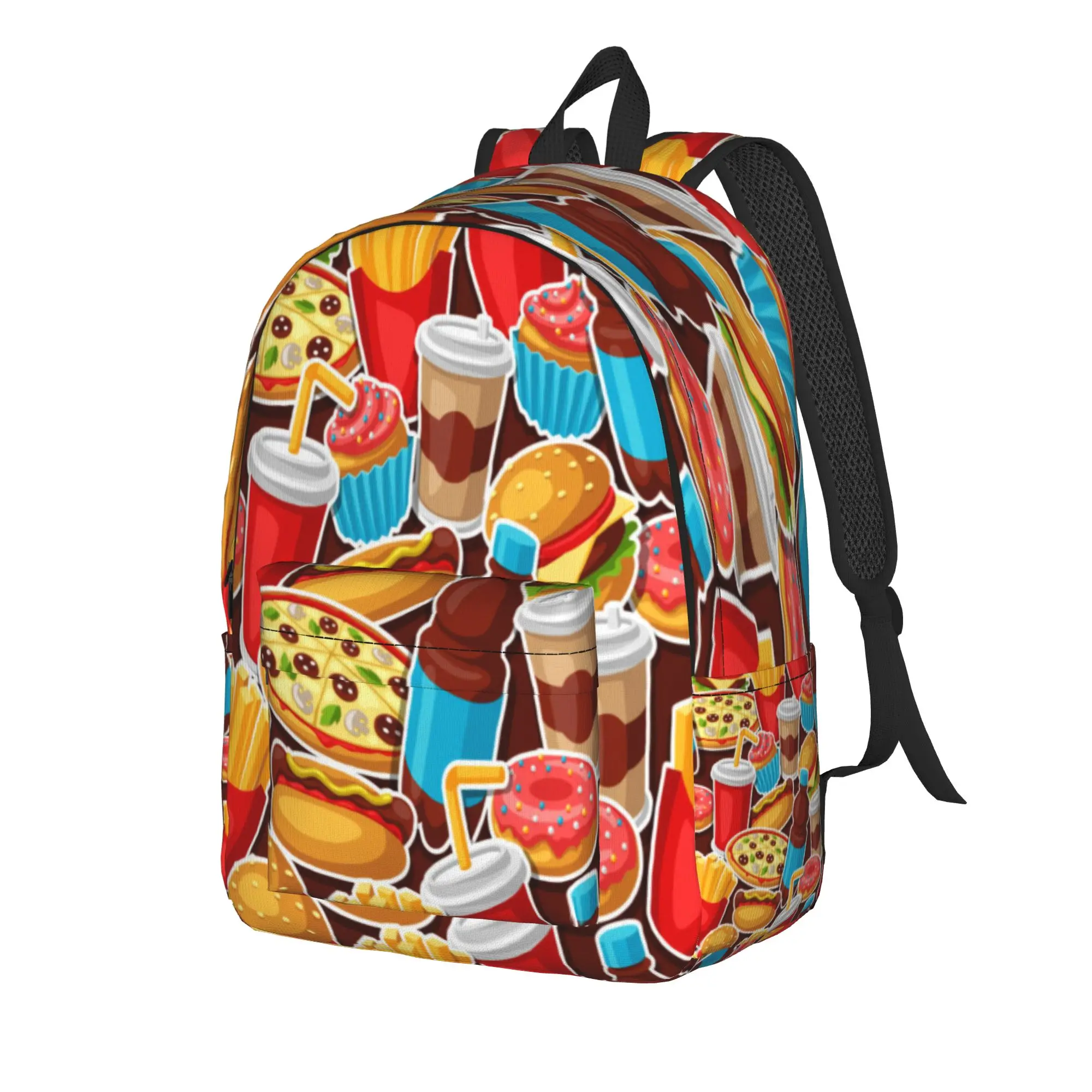 fast food meal Backpack Boy  Lightweight Backpacks Polyester Style School Bags Camping Custom Rucksack
