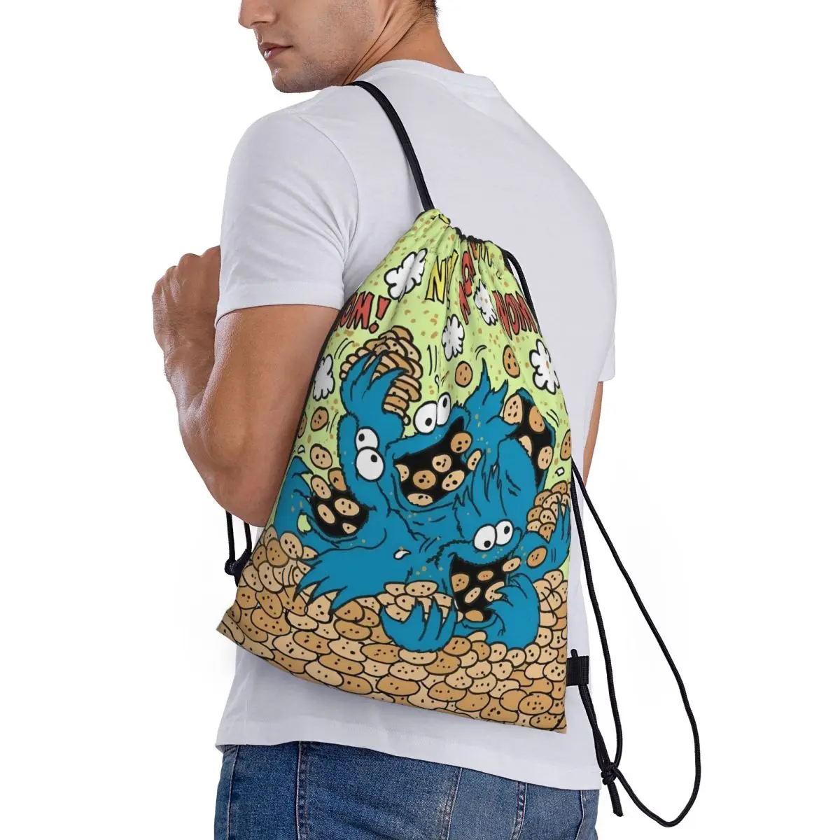 مخصص كوكي الوحش الرباط حقيبة النساء الرجال خفيفة الوزن التعليمية للأطفال التلفزيون الرياضة الصالة الرياضية تخزين الظهر #3