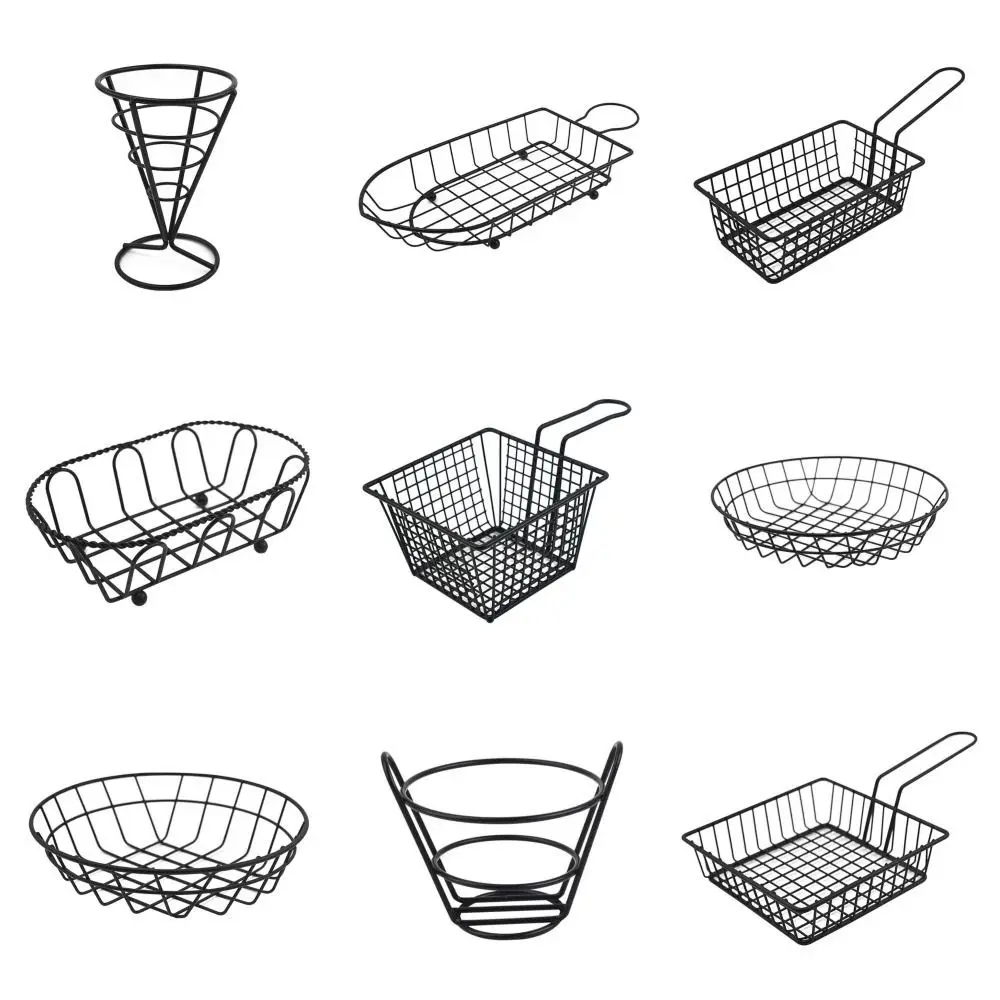 1Pcs Langlebig mit Griff Friteusen Korb Lebensmittel Lagerung Container Mesh Net Braten Tablett Eisen Französisch Tiefe Französisch Frites Halter