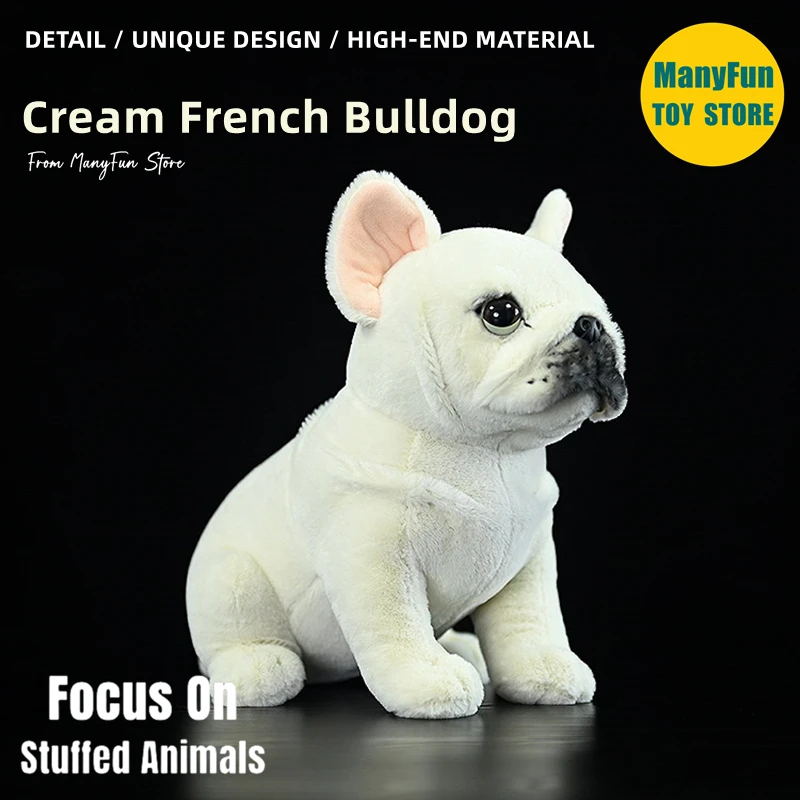 Cream French Bulldog Plush Toy High Fidelity Dogs Plushie Pit Bull Peluche Lifelike Stuffed Animals Simulation Doll Toy Kids