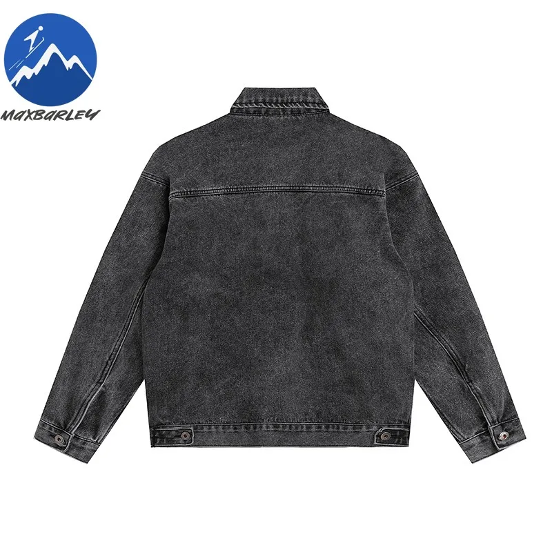 COMXZ Mens Cotton Denim Jacket 2025 Vintage American Fashion Motorcycle Jackets Premium Men Workwear Black Washed Denim Coat