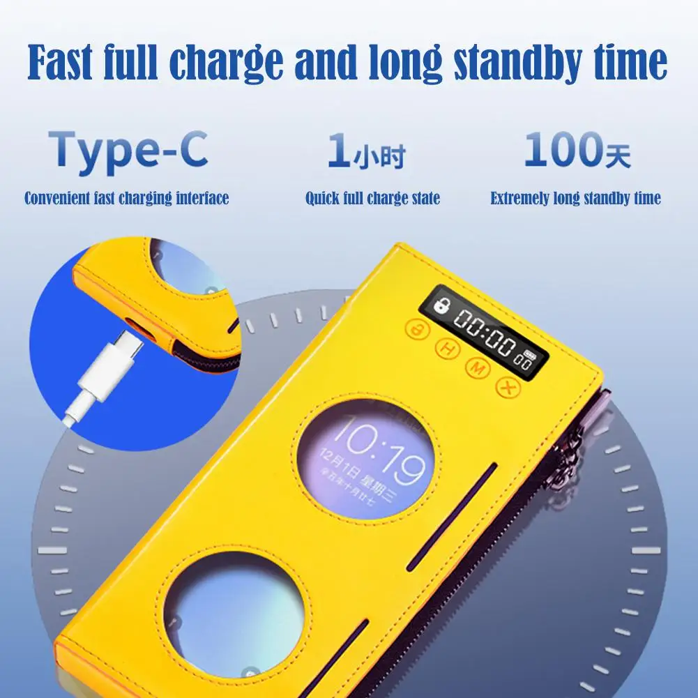 حافظة جلدية لقفل الهاتف ، فتح في الوقت ، شاشة عرض LCD ، مساعدة ذاتية محسنة ، مساحة مرنة ، تدعم الهواتف المحمولة #4