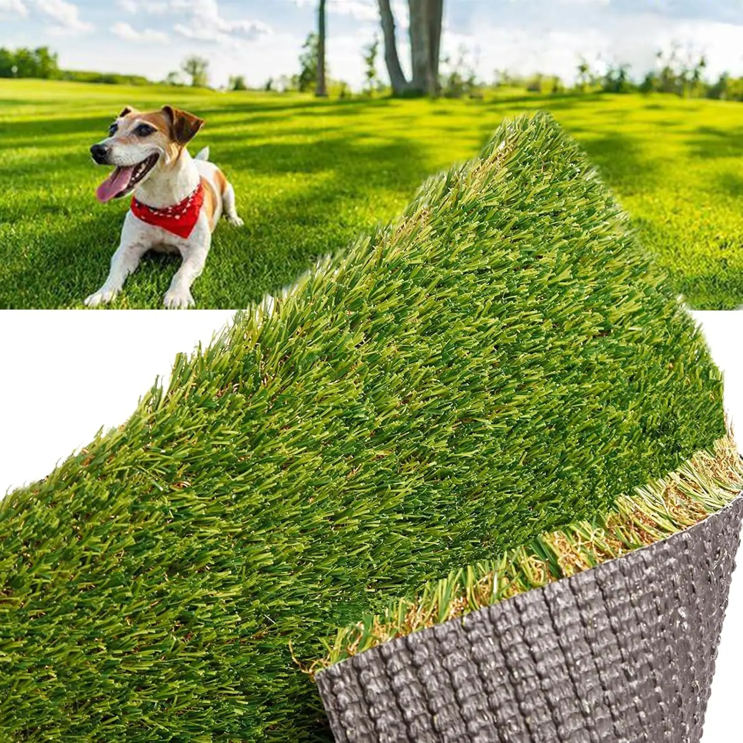

Realistic Fake Grass Rug with Drainage 4FTX13FT Indoor Outdoor Garden Artificial Lawn Mat Synthetic