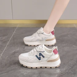 CRLAYDK Platform Chunky Sneakers for Women Letter Printed Fashion Lace Up Walking Shoes Height Increase Casual Sports Tennis