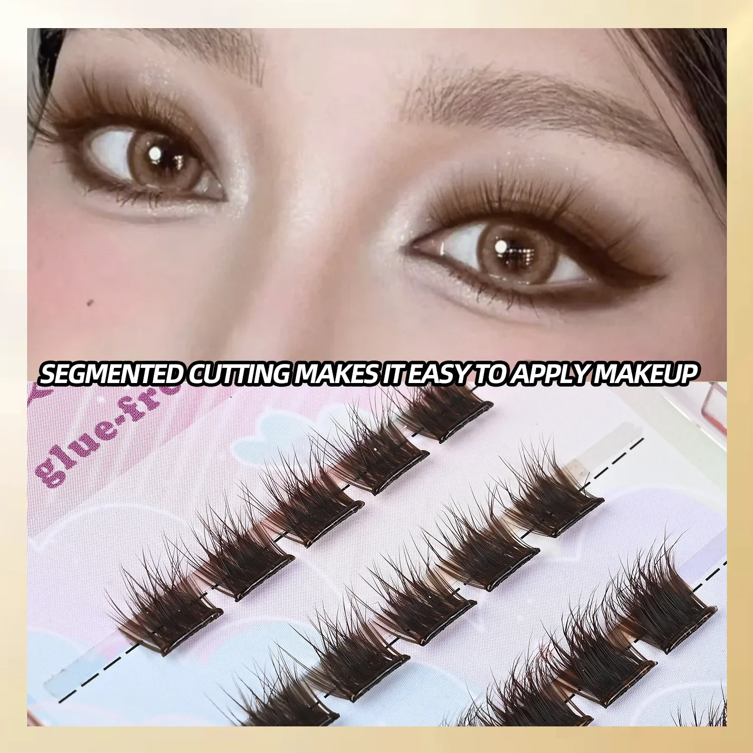 Cílios autoadesivos sem cola cílios postiços marrom fofo cluster extensão mix d onda macio olho de gato clusters individuais