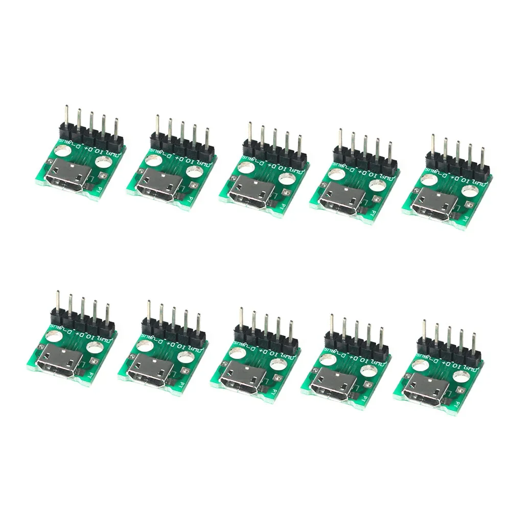 10PCS MICRO To DIP 5P PCB MICRO PCB Test Board FR-4 Fiberglass 13. 3*15. 6MM USB Female 2.54mm  Electronics