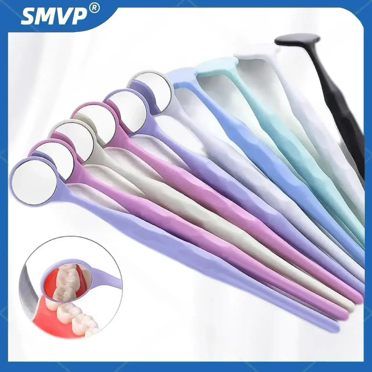 

10pcs/Set Dental Anti-fog Mouth Mirror Surface Exam Mirrors Colorful Handle Reflectors Autoclavable Teeth Whitening Tool