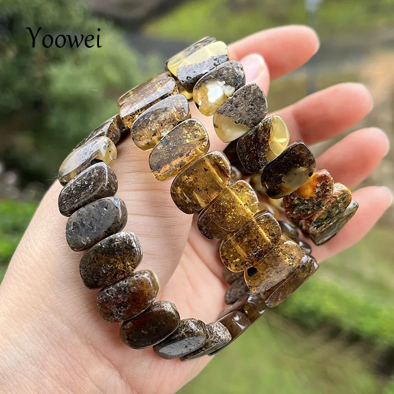 100% Real Amber Bracelet&Bangle for Gift 2025 Unique Baltic Diy Oval Medical Beads Original Natural Stone Fine Jewelry Wholesale