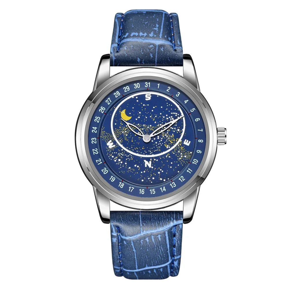 

New Arrival Brand Men Watches Simple Starry Luminous Wristwatch Business Sports PU Leather Strap Male Watch Clock