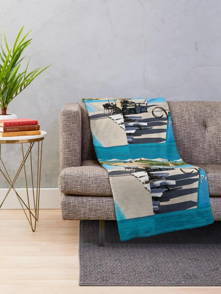 Shades of Blue, Grace Bay Throw Blanket Tourist Bed Fashionable Beautifuls Cute Plaid Blankets