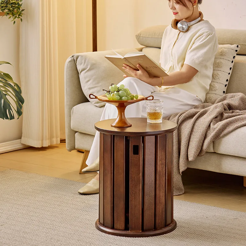 Solid Wood Stackable Folding Coffee Table Set 2-in-1 Ottoman Stool for Living Room/ Dining/ Guest Seating Spaces Storage Design