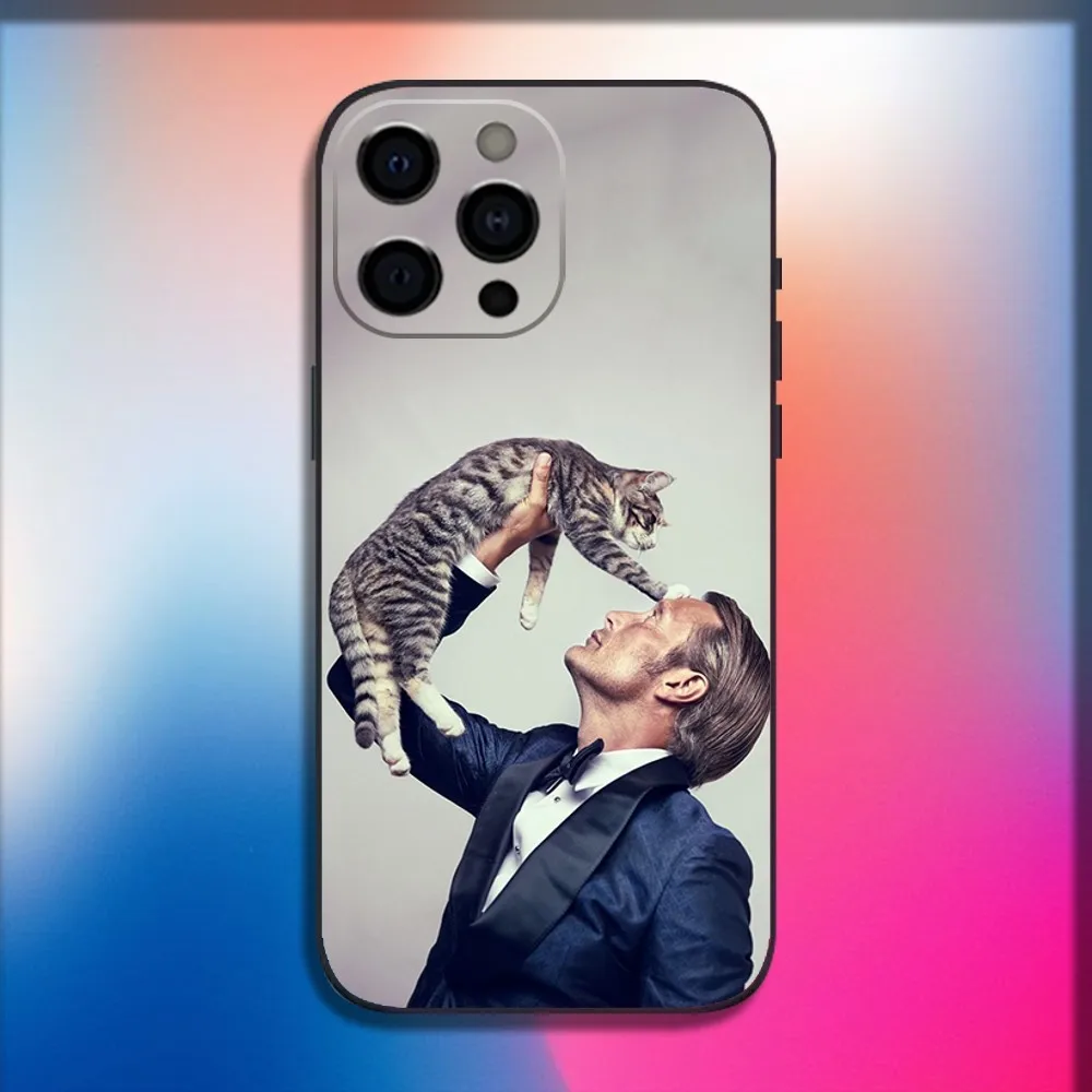 Actor M-Mads Mikkelsen Phone Case For iPhone 16,15,14,13,12,11,Pro,X,XS,Max,XR,Plus,Mini Soft Black Cover