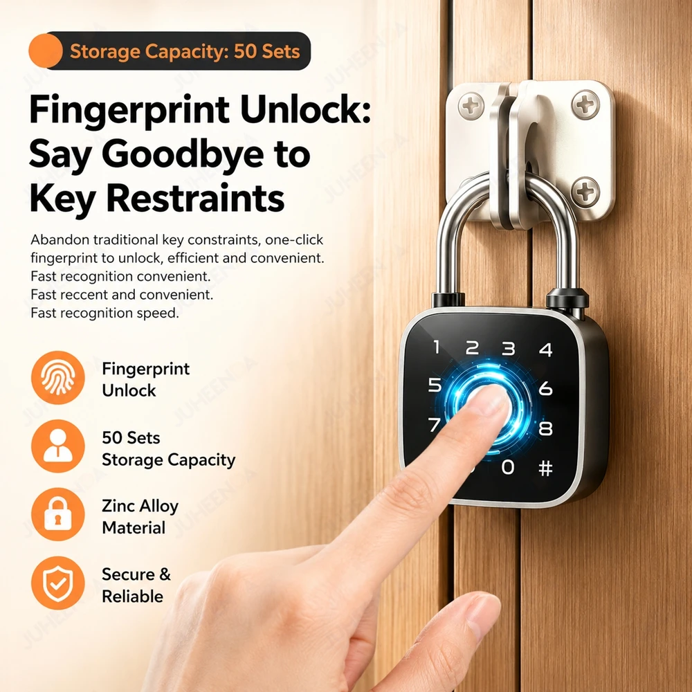 Tuya Bluetooth Fingerprint Padlock Rechargeable Digital Luggage Lock Password IP67 Waterproof Outdoor Security Electronic Lock gallery 3