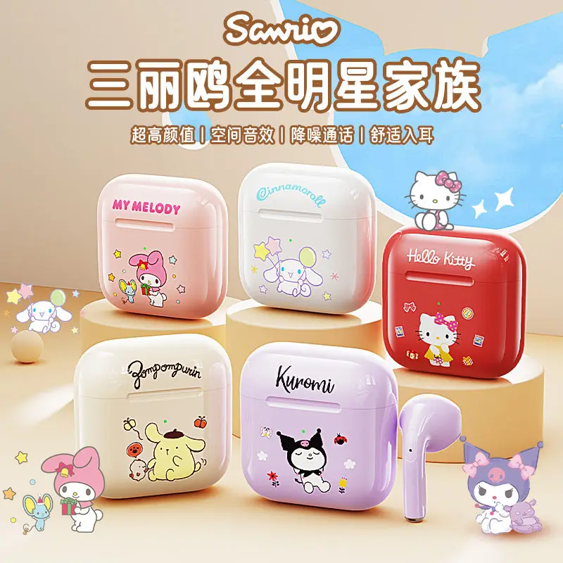 Sanrio Kuromi My Melody Bluetooth 5.4 True Wireless Earphones Sound Quality Noise Reduction High Appearance Mini Earphones