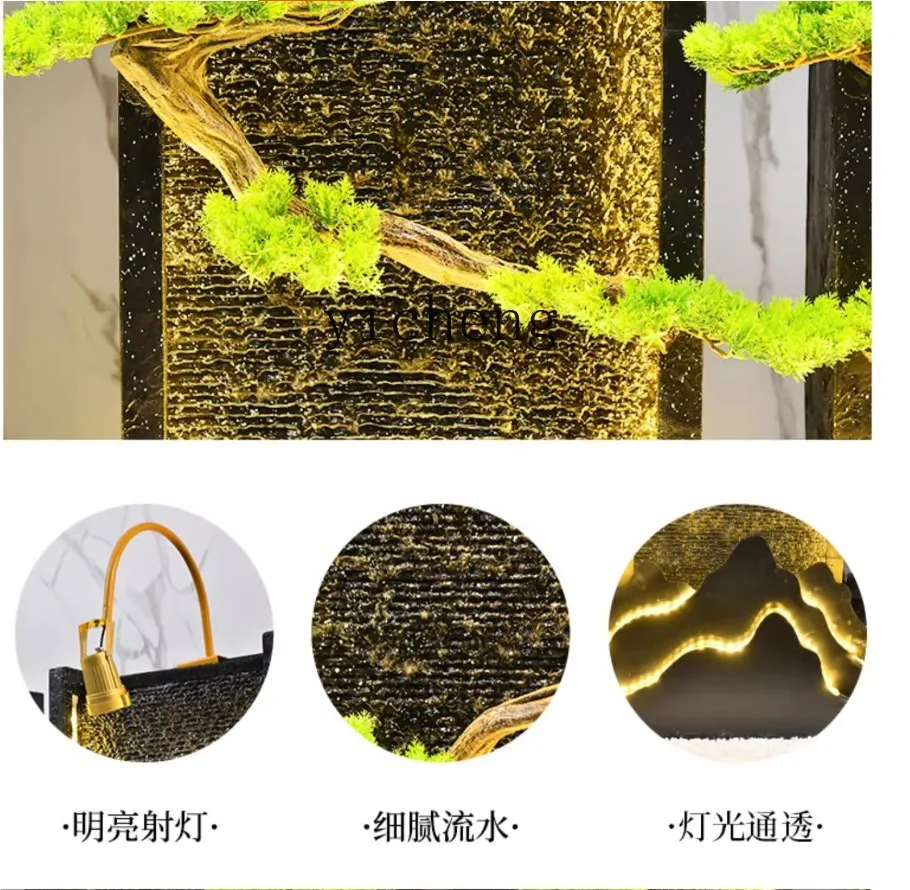 

ZYA Fake Mountain Water Circulation Creative Screen Partition Water Curtain Wall Ornament Courtyard Living Room Entrance Gift