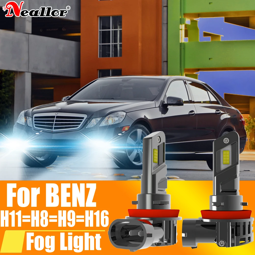 2pcs H11 H8 Led Fog Lights Headlight Canbus H16 H9 Car Bulb Diode Driving Running Lamp 12v 55w For Benz W212 W221 S212 W447 W164