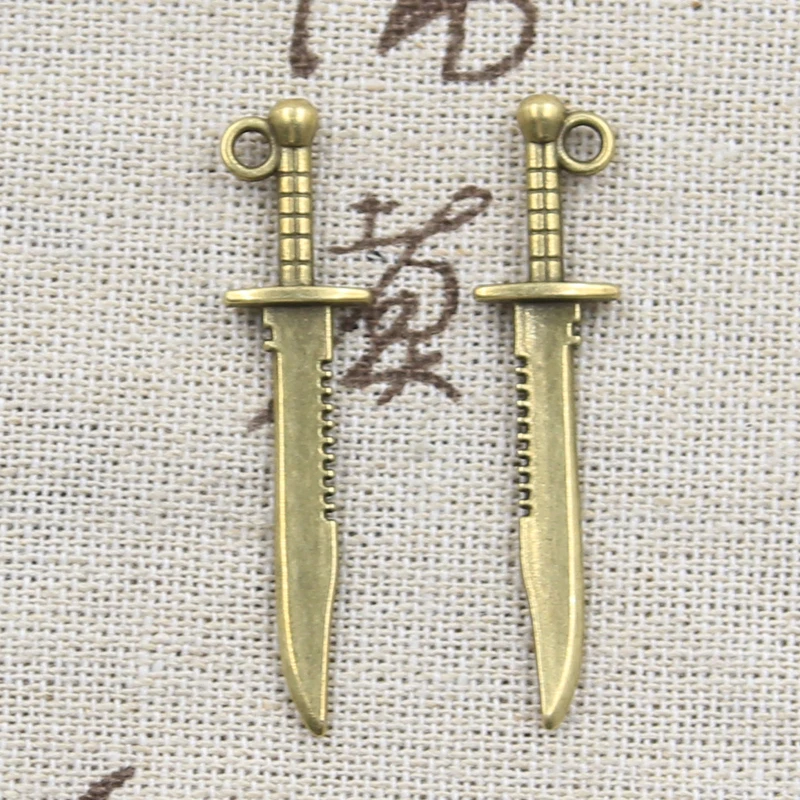 20pcs Charms Sword Dagger 43x10mm Antique Bronze Silver Color Plated Pendants Making DIY Handmade Tibetan Silver Color Jewelry