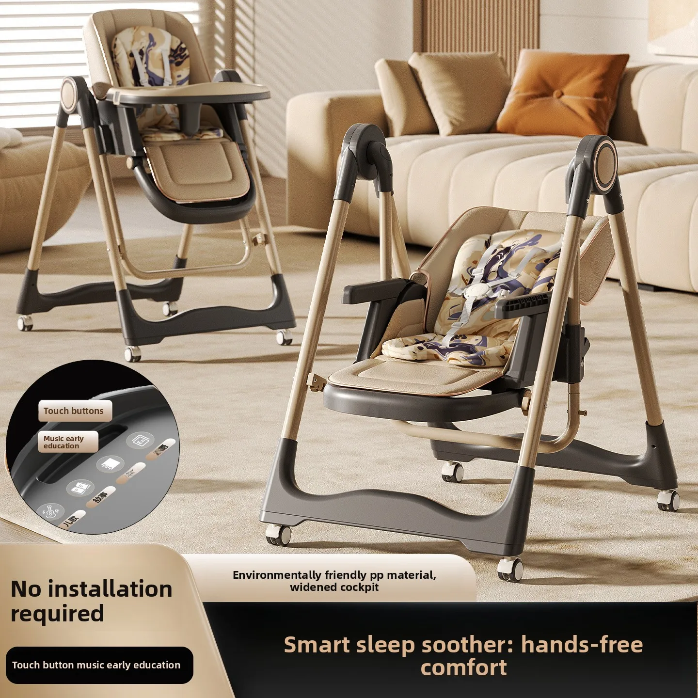 Babyfond Baby Dining Chair Intelligent Early Education Music Dining Chair Rocking Chair 2-in-1 Multifunctional  Dining Table