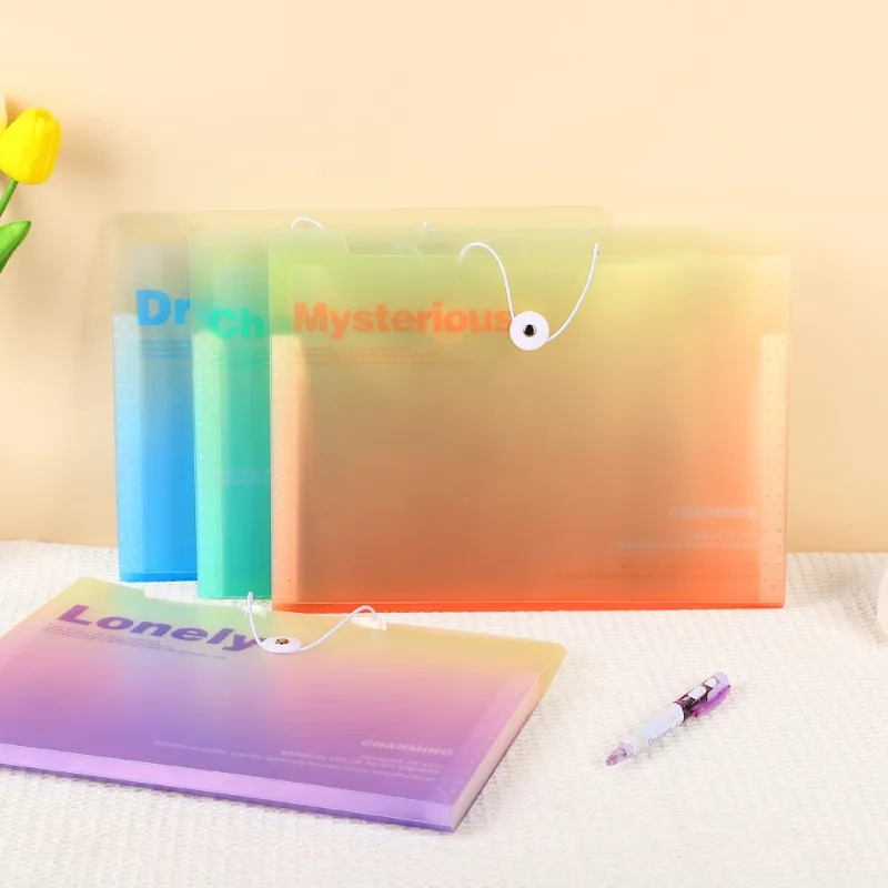 Colorful A4 Expanding Folder Students File Folders Envelope Office Document Supplies Insert Storage Booklet Stationery Package