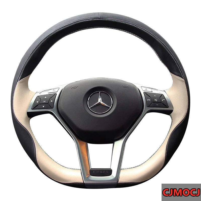 For Mercedes Benz c200l e200l e300l glc260l c260l gla200 DIY private custom leather hand sewn steering wheel cover