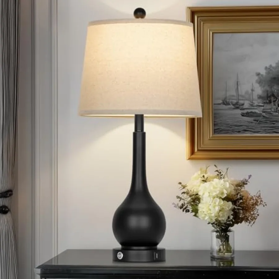 

26" Black Table Lamp for Living Room Single, Touch Control Bedside Lamp for Nightstand, 3-Way Dimmable End Table Lamp for Bedro