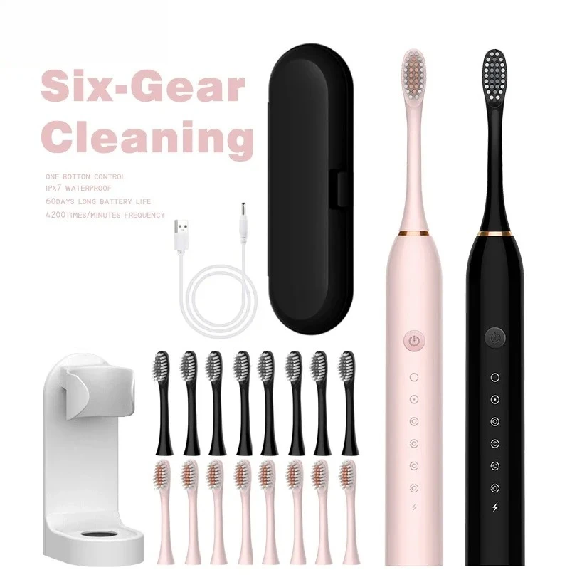 

YOUPIN 6 Gear Powerful Sonic Electric Toothbrush USB Waterproof Smart Rechargeable Toothbrush Washable 8 brush heads Whitening