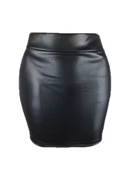 2023 Women Summer Pu Mini Pencil Skirt Solid Black Package Hip Office Ladies Faux Leather Bodycon Skirts Sexy Faldas mujer moda