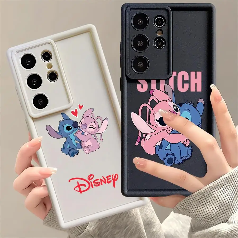 Disney Stitch Angel Case for Samsung Galaxy S23 Ultra S24 Plus S25 S20 FE S22 S21 Note 20 Silicone Luxury Back Phone Cover