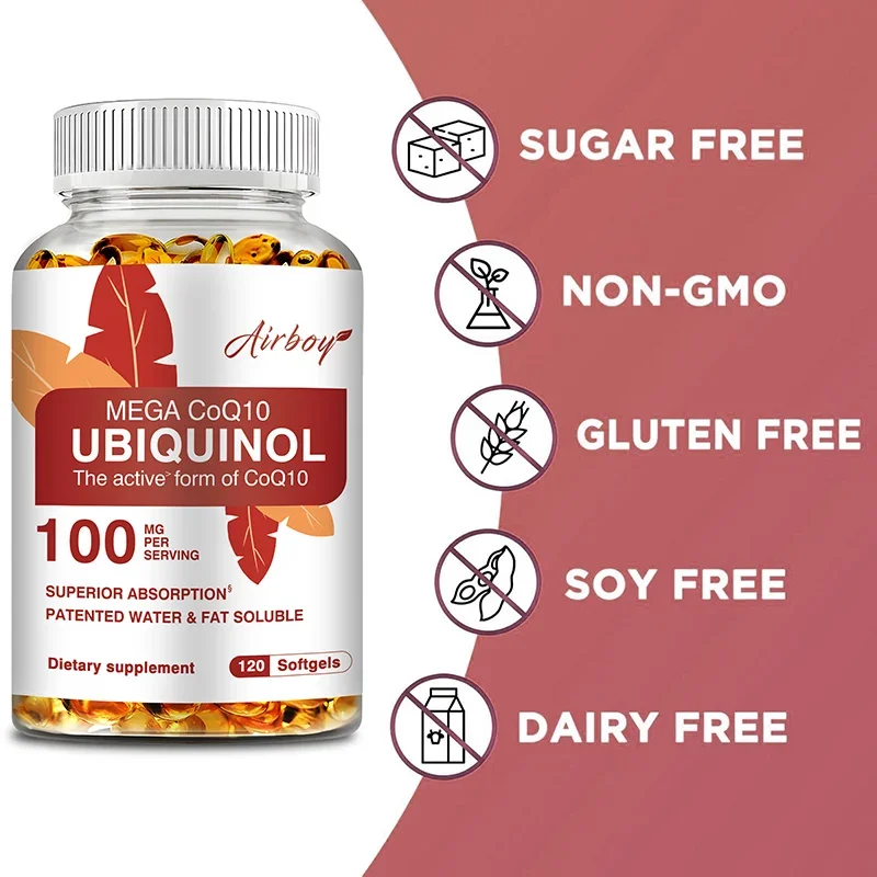 Ubiquinol CoQ10 100mg - Antioxidant Support for Brain, Heart, & Energy Health