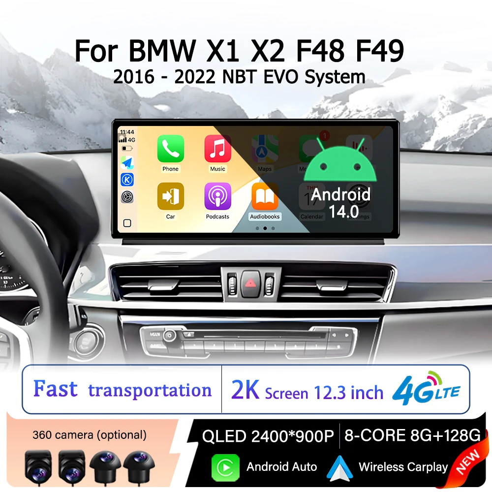 

Carplay Android Auto for BMW X1 X2 F48 F49 2016 - 2022 NBT EVO System Car Stereo Radio Multimedia Display GPS Navigation WiFi BT