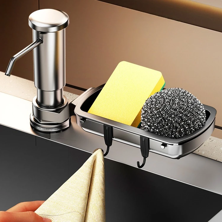 

Household Kitchen Washing Sink Soap Liquid Dispenser Kitchen Detergent Dispenser Extended Pipe Expander Storage Rack Drain Rack
