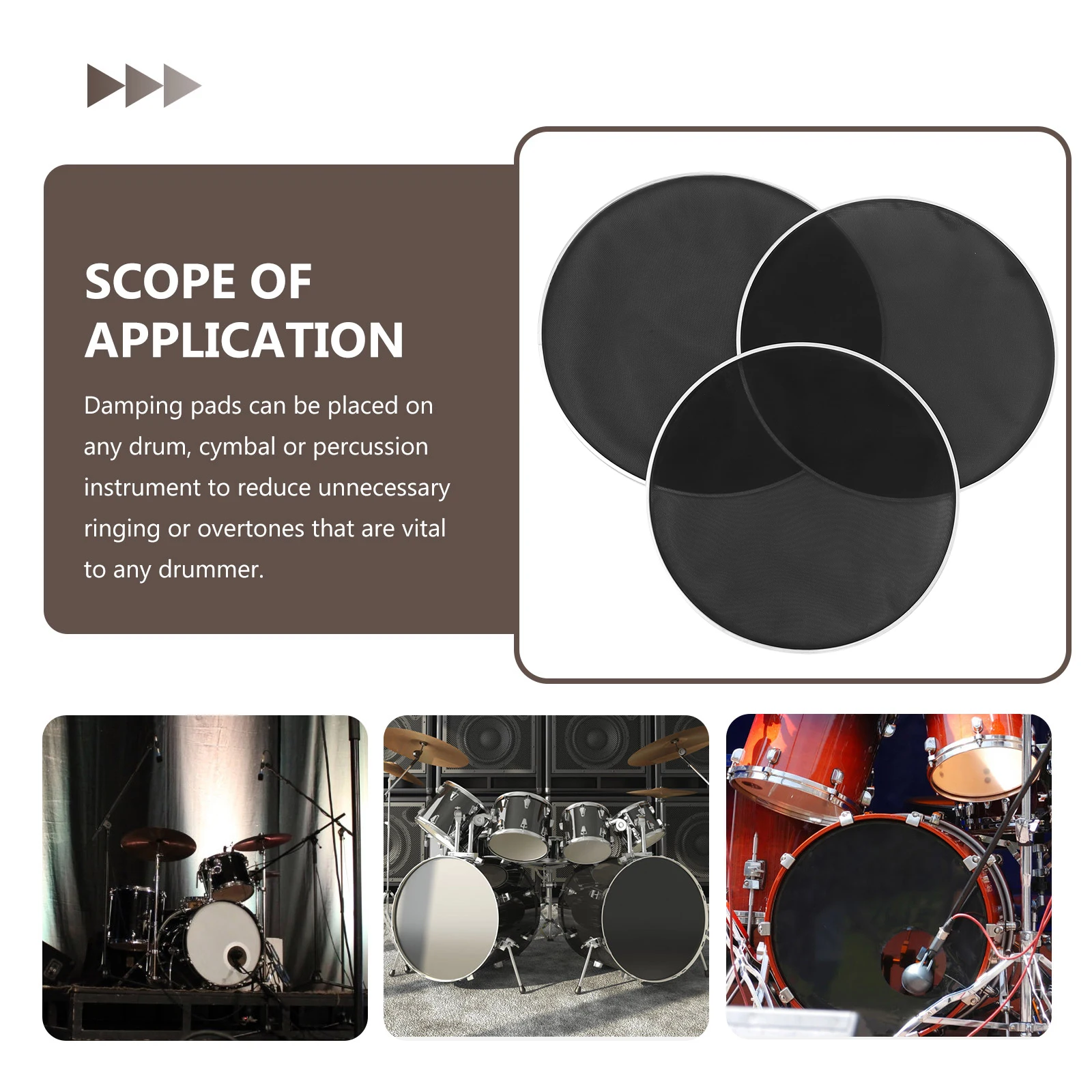 

3 Pcs Silent Reticle Drum Skin Sound Dampening Heads Mute Pad Replacement Double Layer Snare Mesh Metal Drumheads