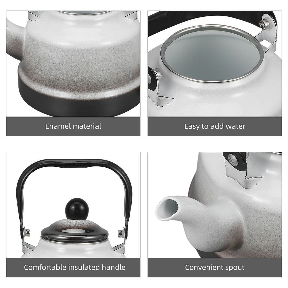

Ancient Bell Pot Enamel Retro Kitchen Water Kettle Stovetop Tea Pots Heavy Duty Flat Bottom Electric Gas Induction Cook Top