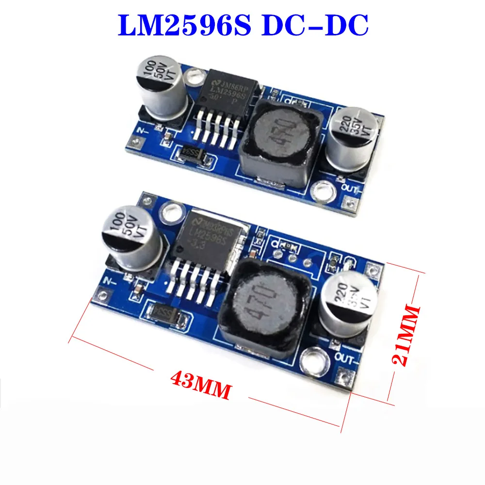 

1pcs LM2596 DC-DC DC adjustable step-down power supply module regulator board 3A 12/24 to 12/5/3.3V
