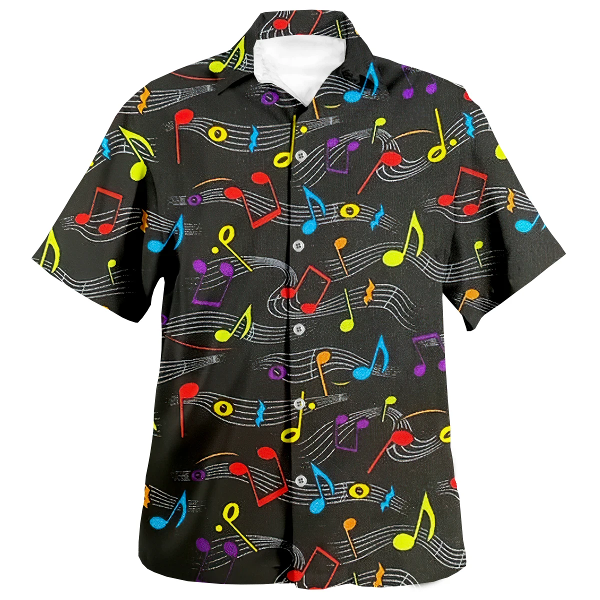 

Rainbow Musical Notes 3D Shirt Beach Hawaiian Shirt Summer Short Sleeve Shirt Holiday Party Streetwear Oversized Chemise Homme