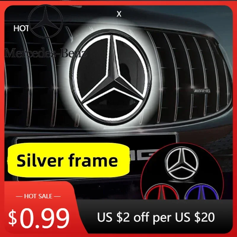 

Car Sticker Car Front Grill Logo Light mirror face LED Badge For Mercedes Benz W245 GLK B/V class 2005-2010 Emblem Luminous Deco