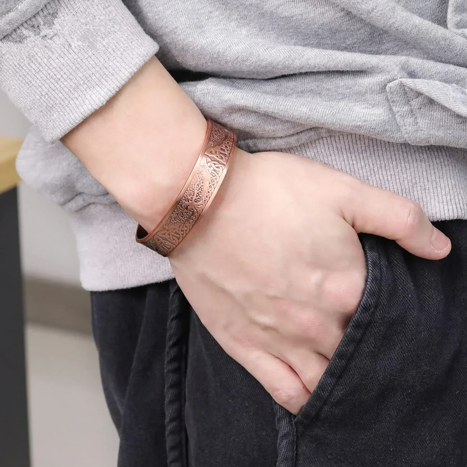 ARADOO Life Tree Pure Copper 27Pcs Neodymium Magnets Bracelets Copper Bangle Jewelry Gifts