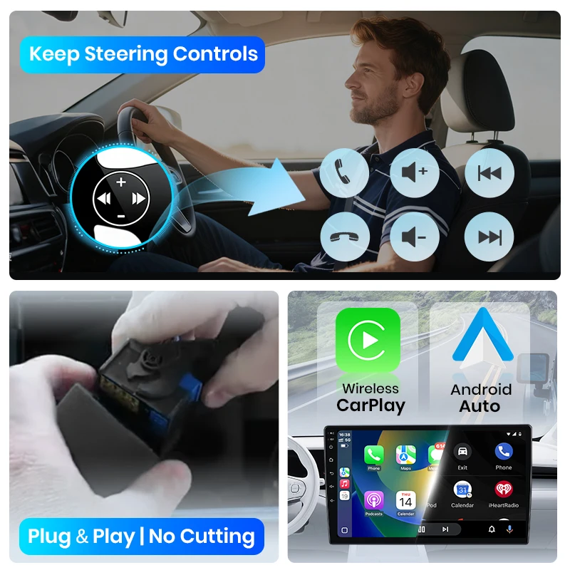 Radio para Auto Junsun para Audi A3 8P 2003 2004 2005 2006 - 2013, CarPlay, Android Auto, FM, RDS, DSP, BT, GPS, Navegador, SWC, Pantalla Táctil HD IPS, Reproductor Multimedia Plug & Play, Llamadas Manos Libres, Unidad Principal con Estilo Original del Auto 3