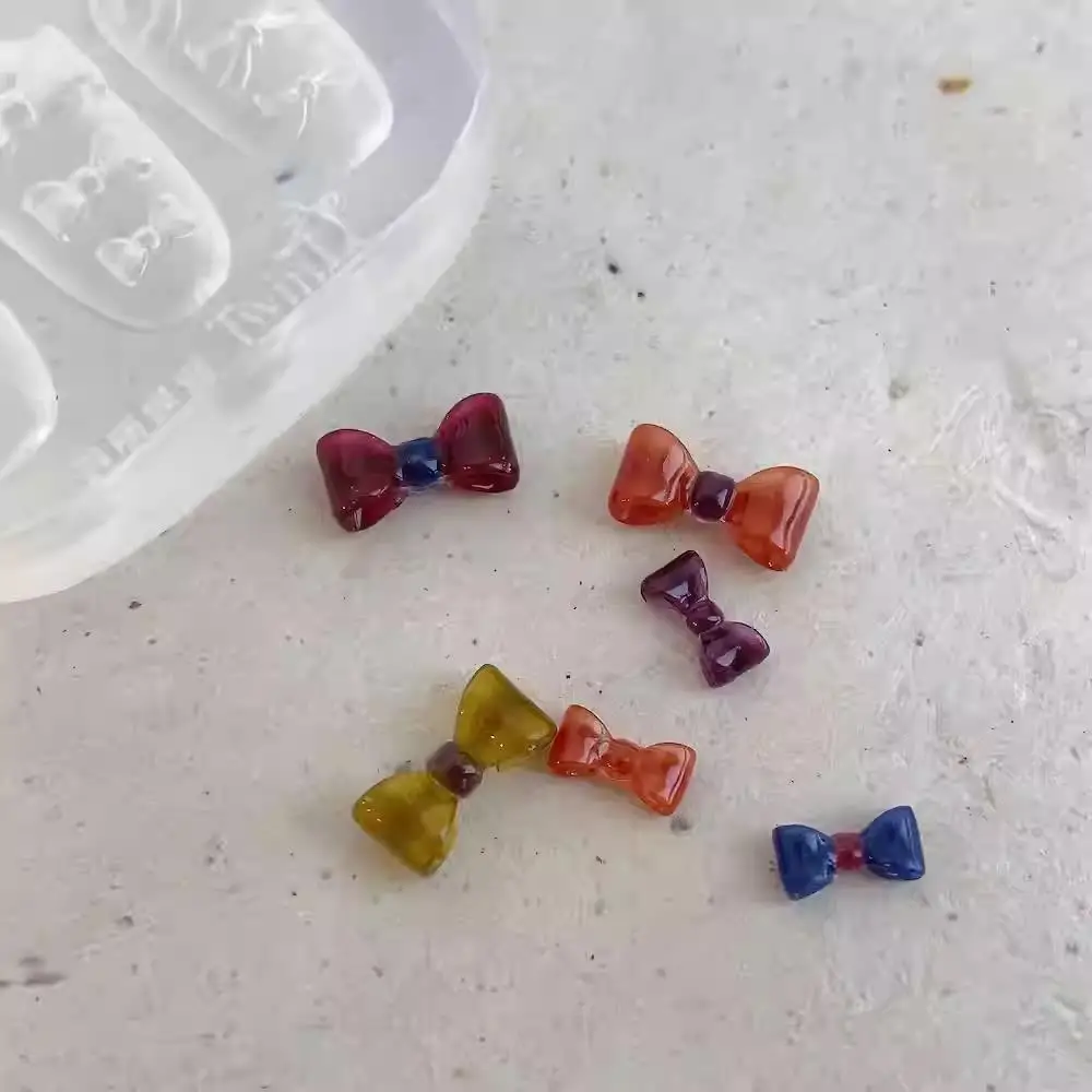 1개 3D 리본 실리콘 네일 몰드 발레 리본 네일 참 투명 네일 템플릿 조각 보타이 매니큐어 스텐실 도구