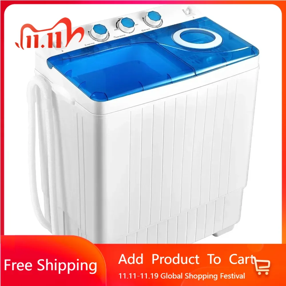 Portable Washing Machine, 2 in 1 Washer and Spinner Combo, 26lbs Capacity, w/Timer Control, Built-in Drain Pump