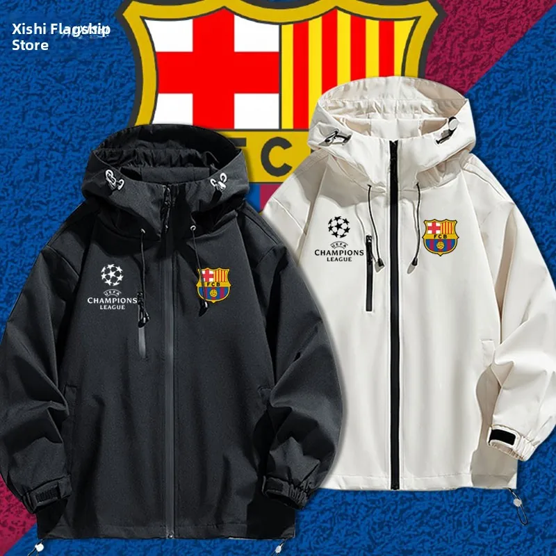 

Мемориальная верхняя одежда Barcelona Fooall Club, весенне-осенняя мужская куртка, современный ветрозащитный костюм из полиэфирного волокна, застежка-молния