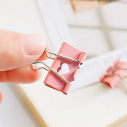 19mm /25mm Cute Kawaii Colorful heart Design Clips borsa a coda di rondine graffetta raccoglitore in metallo materiale scolastico per ufficio