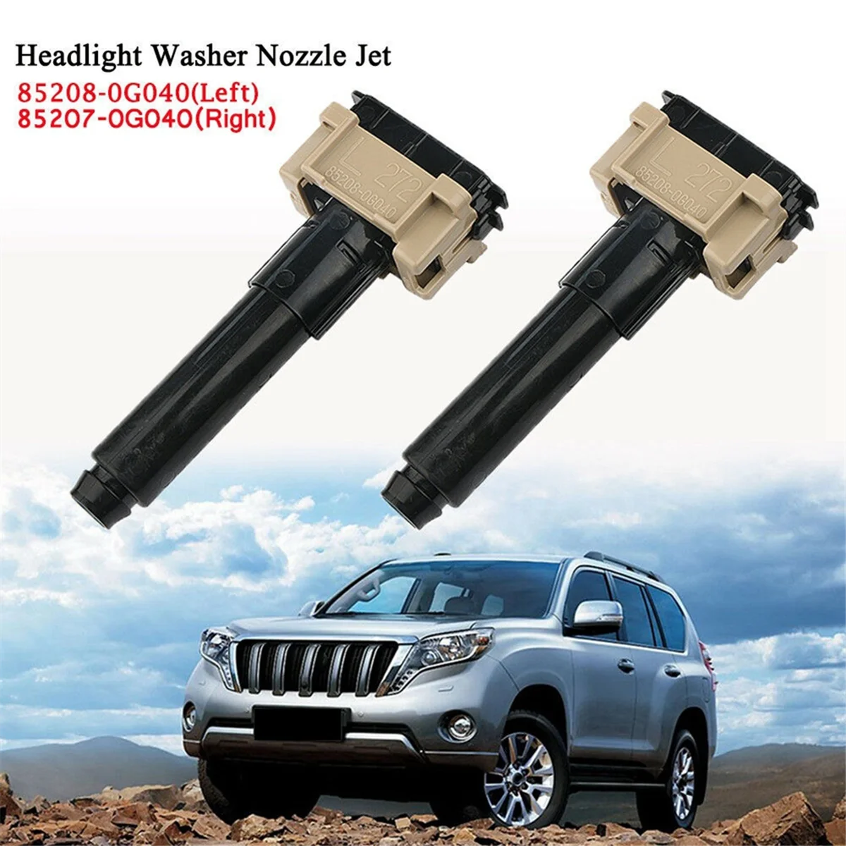 Car Headlight Washer Nozzle Front Both Side 85207-0G040 85208-0G040 for Land Cruiser Prado 150