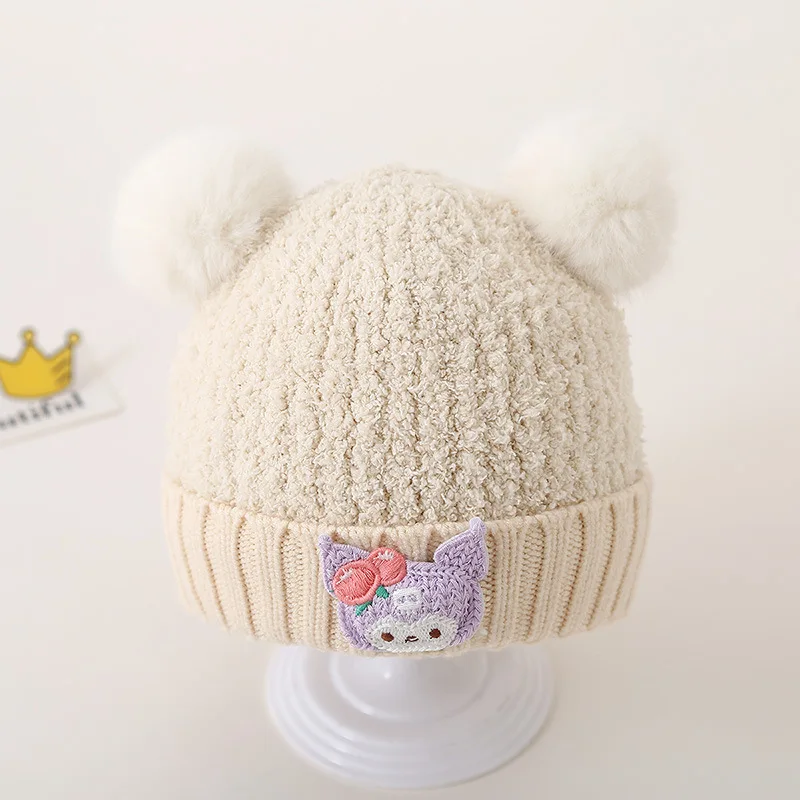 

Sanrio Kuromi melody Pompompurin cartoon wool cap cute double ball knit cap warm pullover hat children's gift