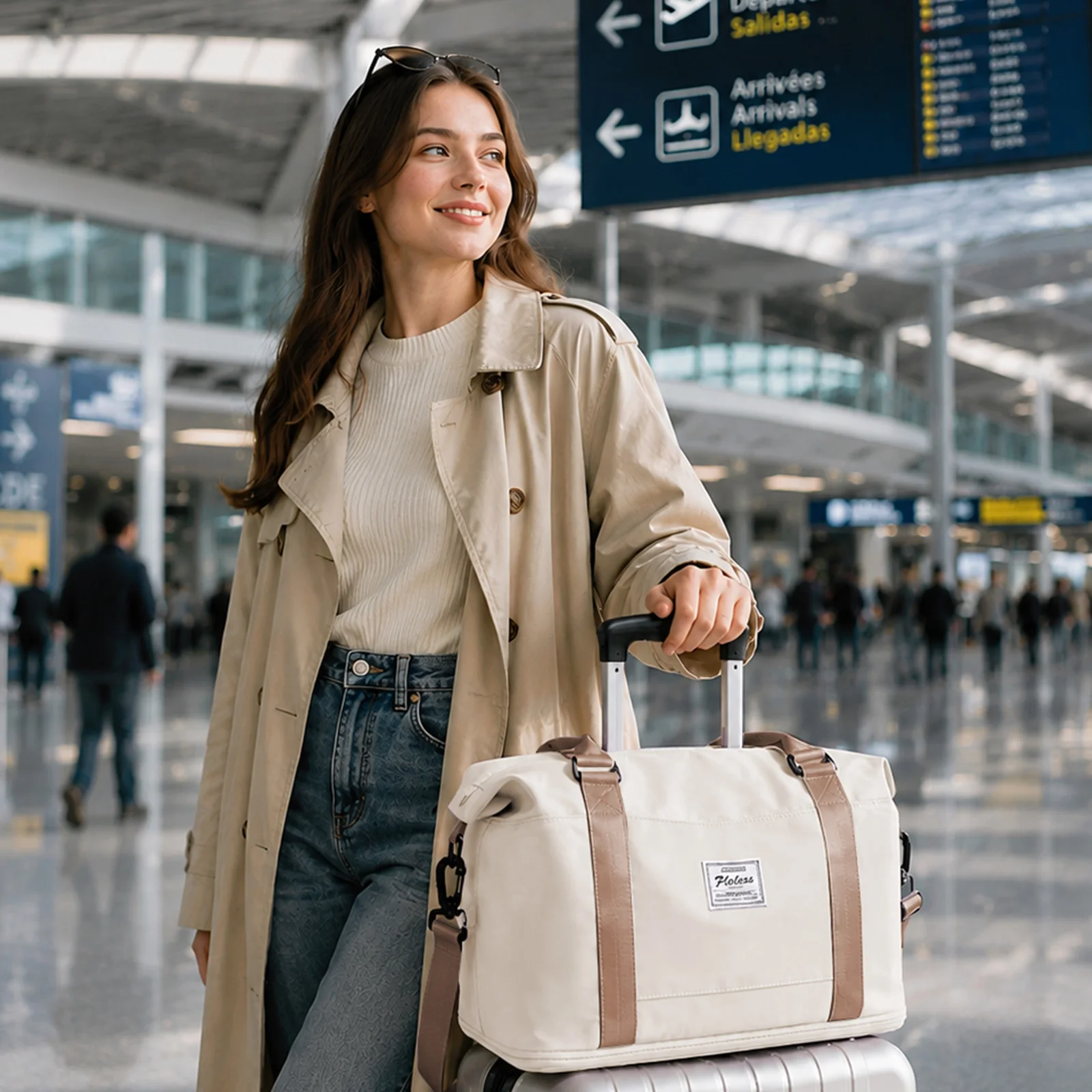 Wochenendtaschen für Damen, Reisetasche, Ryanair-Kabinentasche 40x30x20, faltbare Handgepäck-Reisetasche für Herren, wasserdichte Sporttasche für Fitness und Reisen – Detail 7