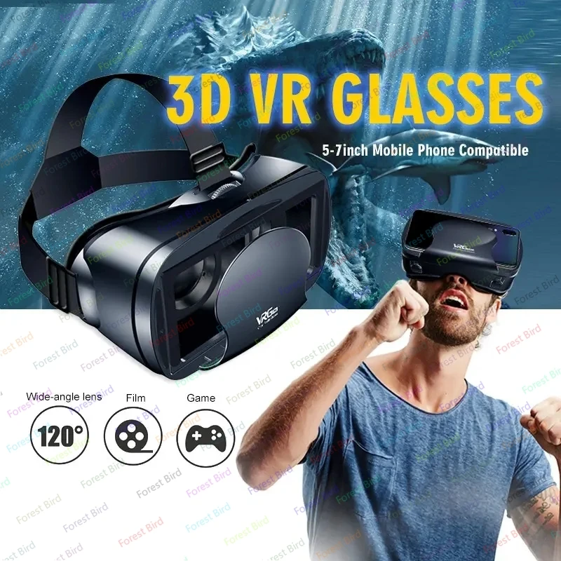 2 Available VR Glasses Mobile Virtual Reality Full-screen Viewable Wide-angle VR Headset Games VRG Pro 3D VR Glasses