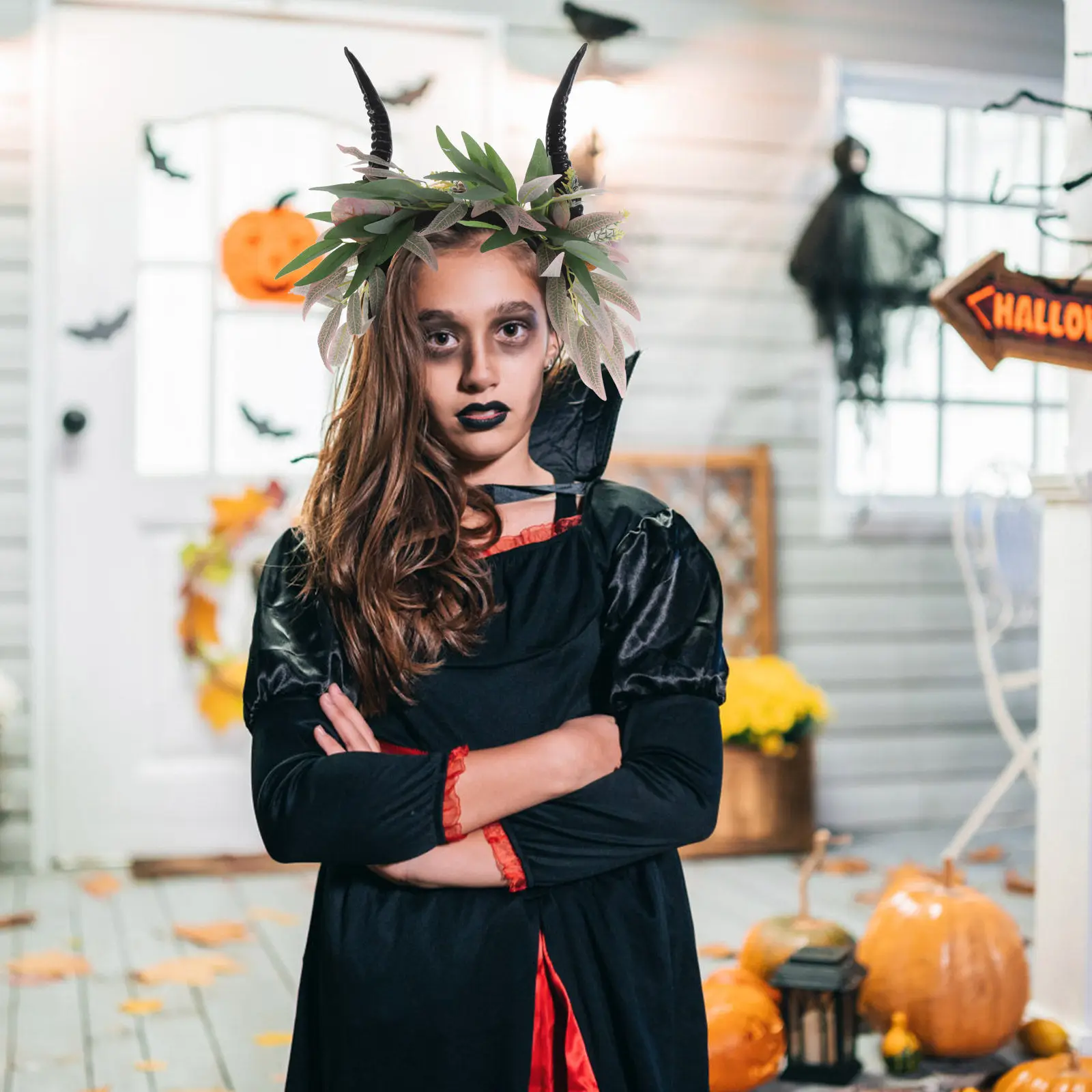 

Gothic Horn Headband Halloween Cosplay Headwear Flexible Antelope Horns Hairband for Party Festival Costume Accessories
