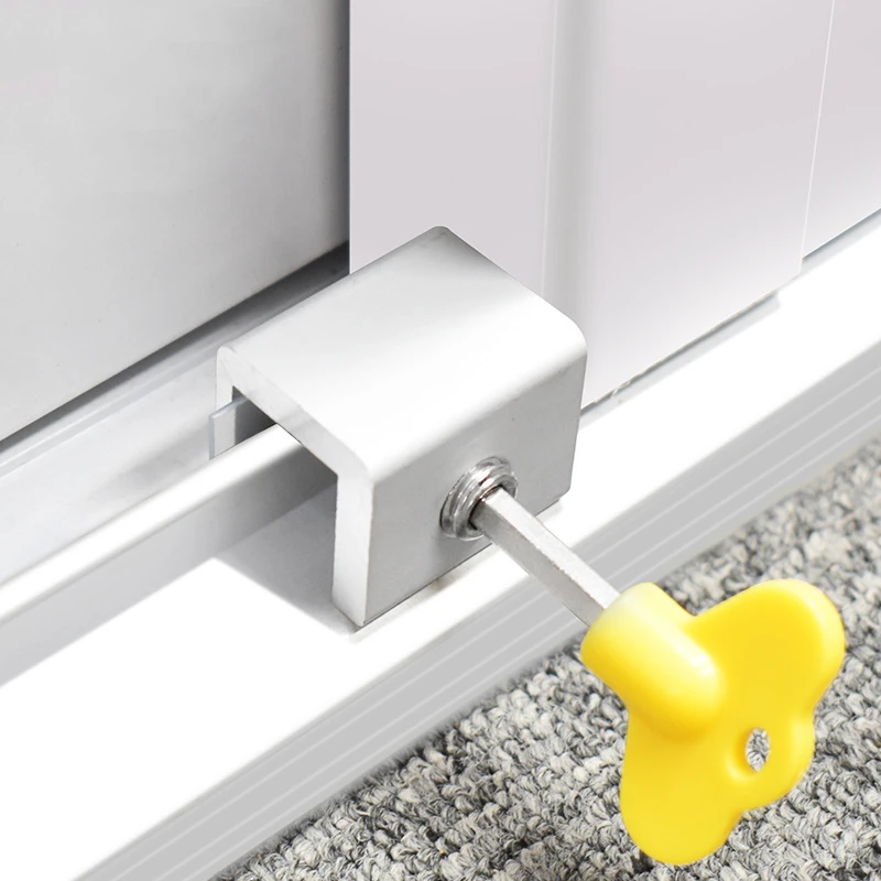 KK&FING Child Protection Window Locks Stopper Safety Adjustable Aluminum Alloy Sliding Window Safety Lock Anti-theft Window Lock
