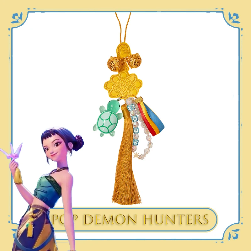 BKPop شيطان الصيادين زوي الأصفر شرابة تأثيري ملحق فيلم هالوين الموسيقى أنيمي لعبة تأثيري الحرفية قلادة الحافة الذهبية الحرير  #1