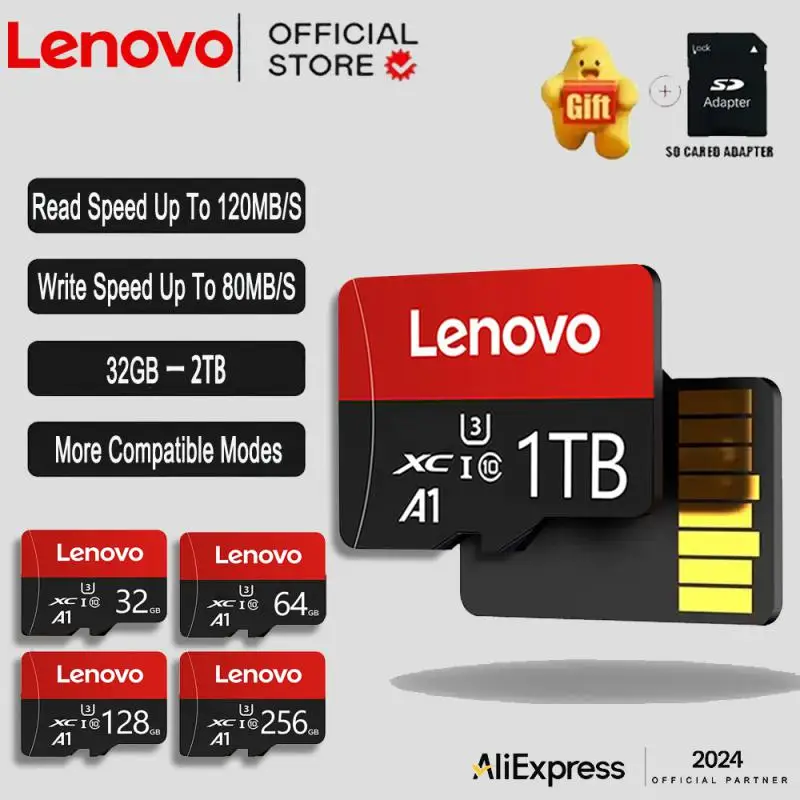 Оригинальная флэш-карта памяти Lenovo 2 ТБ Micro TF SD 256 ГБ 512 ГБ, карта памяти SD 128 Гб 64 ГБ 32 ГБ, флэш-карта памяти TF для телефона/камеры